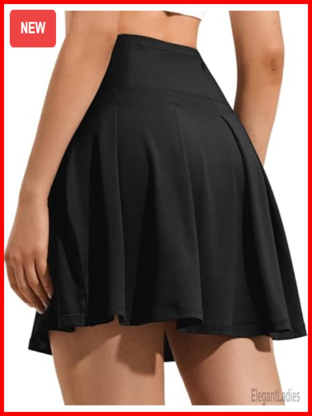 Pleated A-Line Athletic Skort with Pockets, 18" High Waisted Tennis Skirt